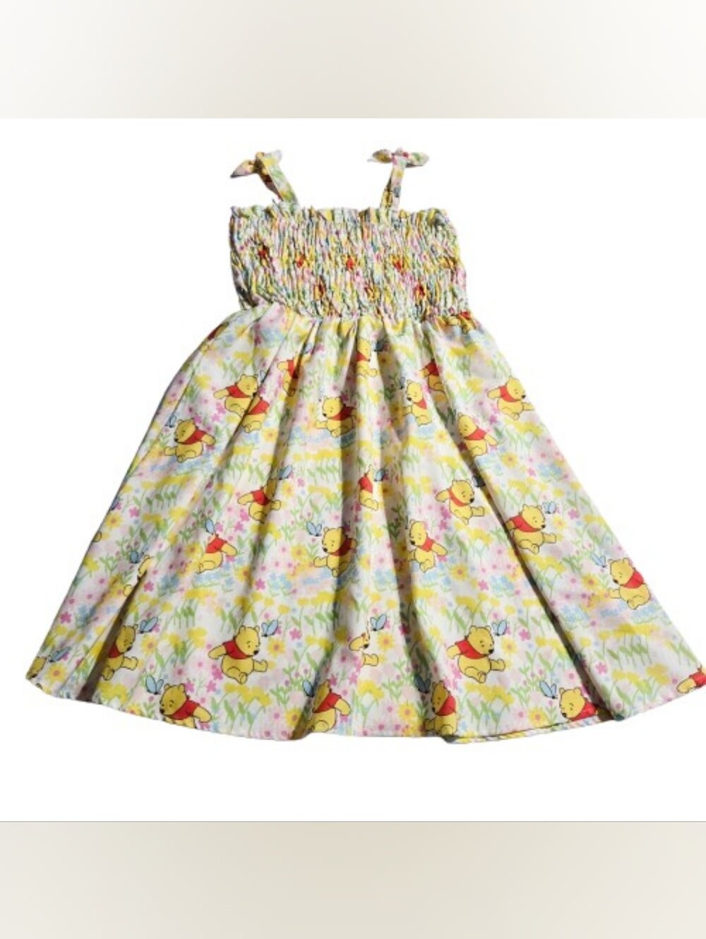 Disney Winnie the Pooh PatPat Girls Smocked Floral Sundress Size 8-9Y